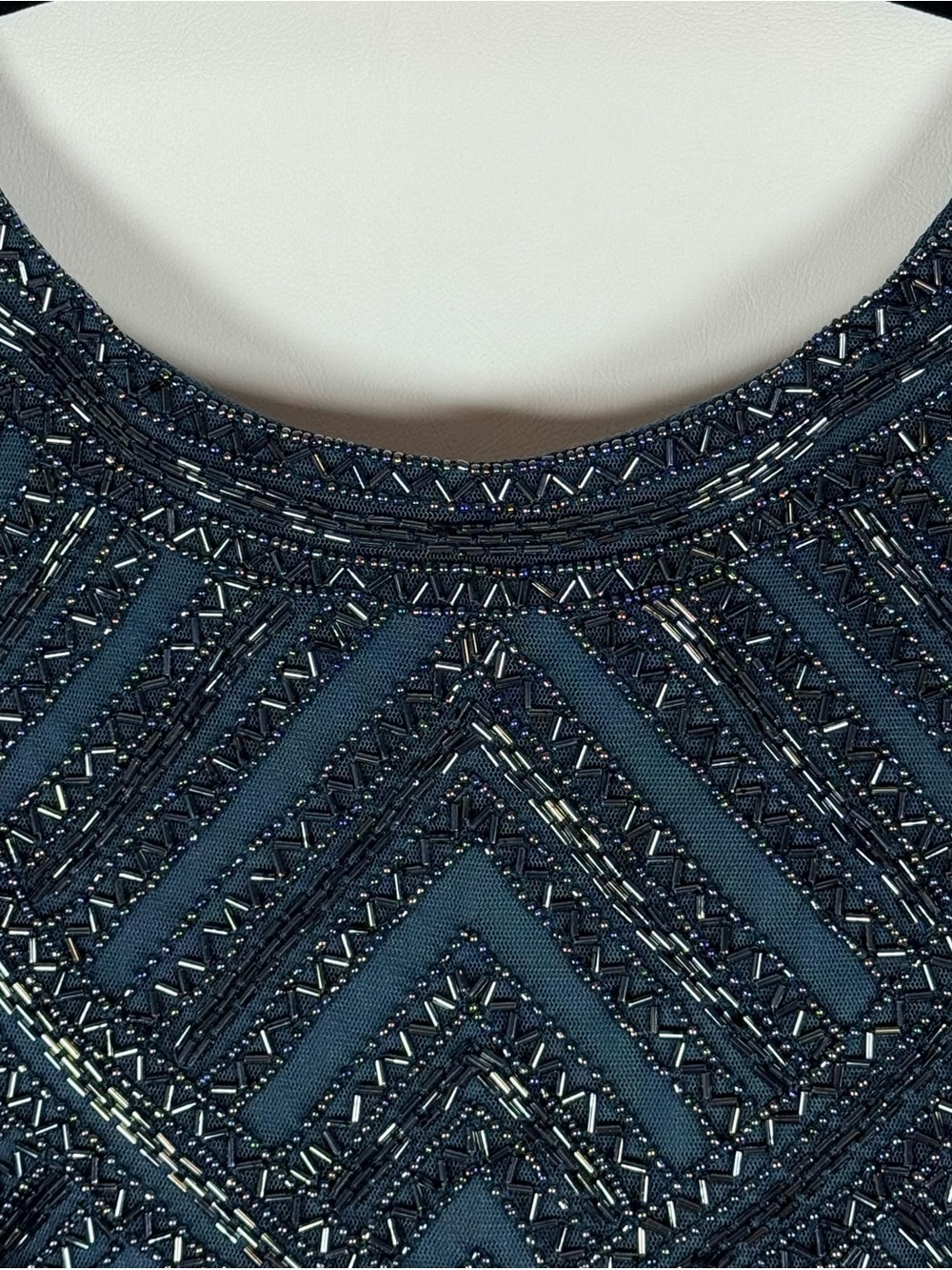 Aidan Mattox Teal Beaded Chevron Wedding Guest Mother Cocktail Dress Size 0 - Picture 4 of 16